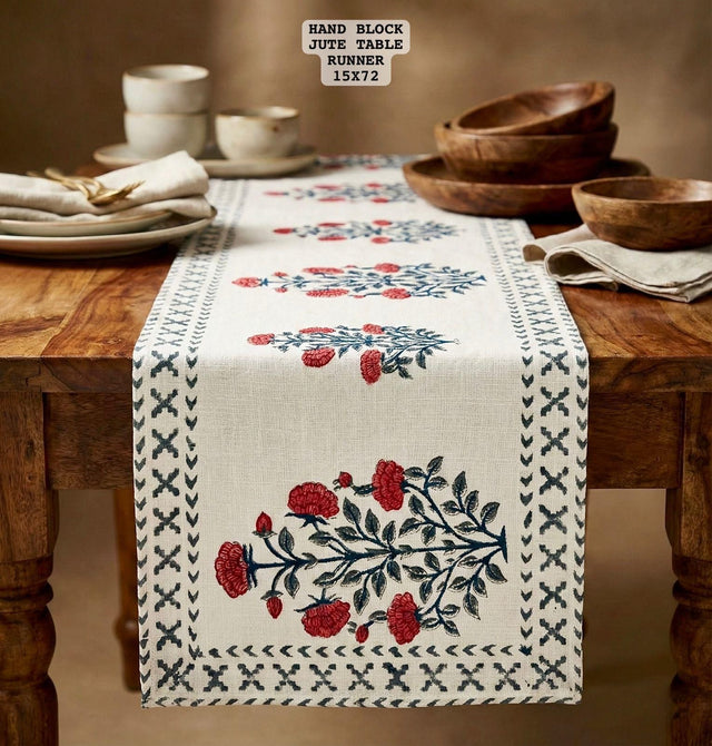 Authentic Hand Blocked Table runners Sanganeri print