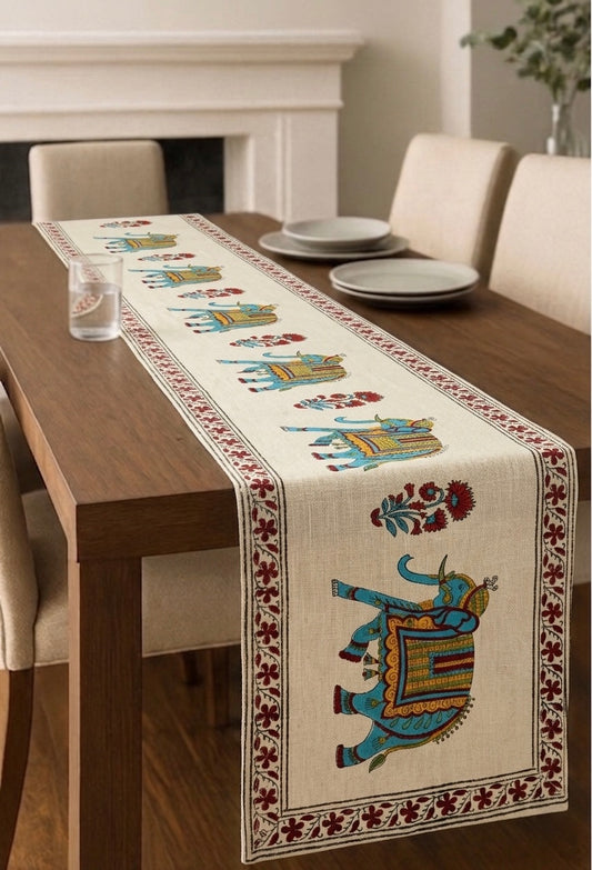 Authentic Hand Blocked Table runners Sanganeri print